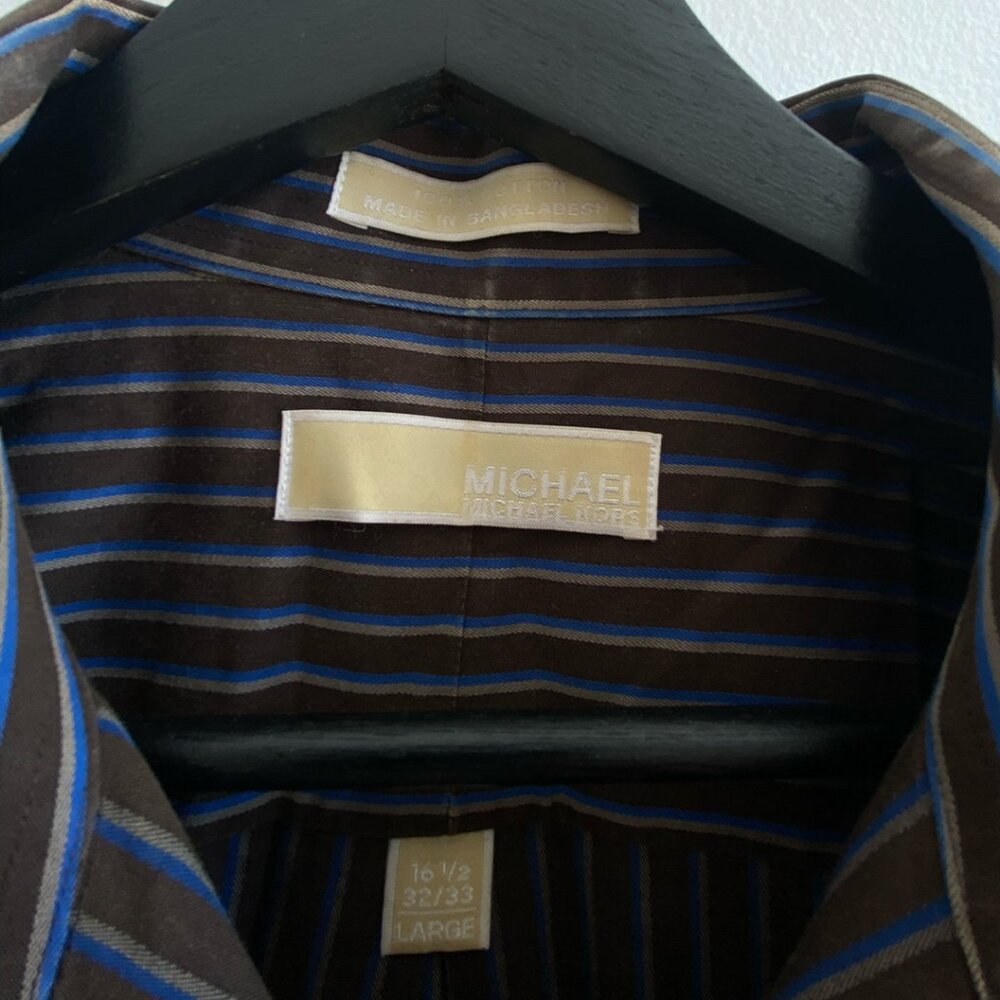 Brown Michael Kors button-down with blue stripes - Picture 4 of 4